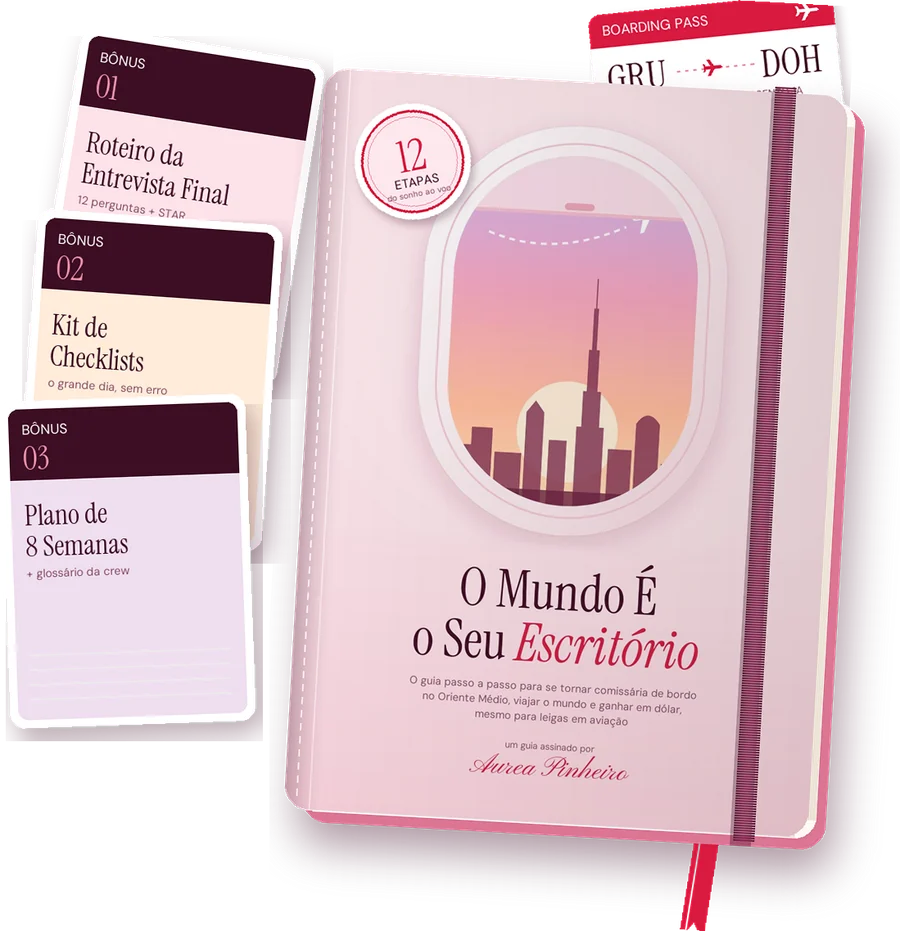 Caderno de viagem O Mundo É o Seu Escritório, de Aurea Pinheiro, com os 3 bônus